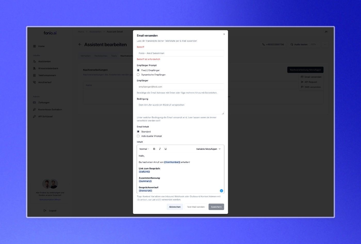 Screenshot of app fonio.ai